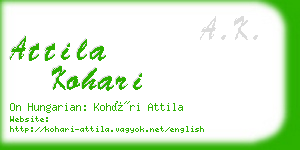 attila kohari business card